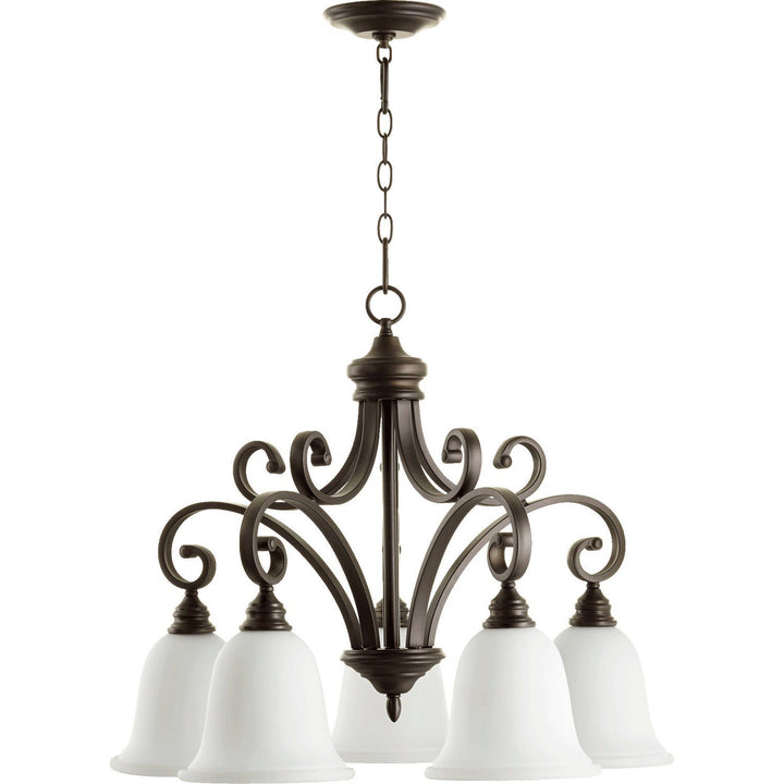 Quorum Bryant 6354-5-186 Chandelier Light - Oiled Bronze W/ Satin Opal