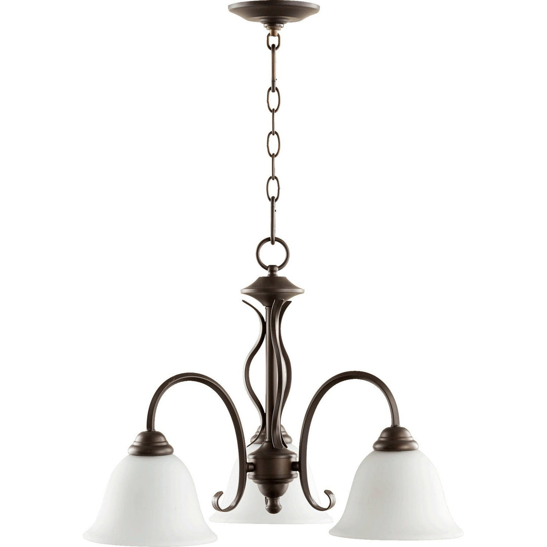 Quorum Spencer 6410-3-186 Chandelier Light - Oiled Bronze W/ Satin Opal