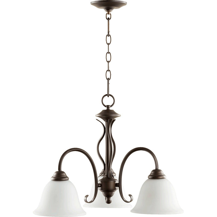 Quorum Spencer 6410-3-186 Chandelier Light - Oiled Bronze W/ Satin Opal