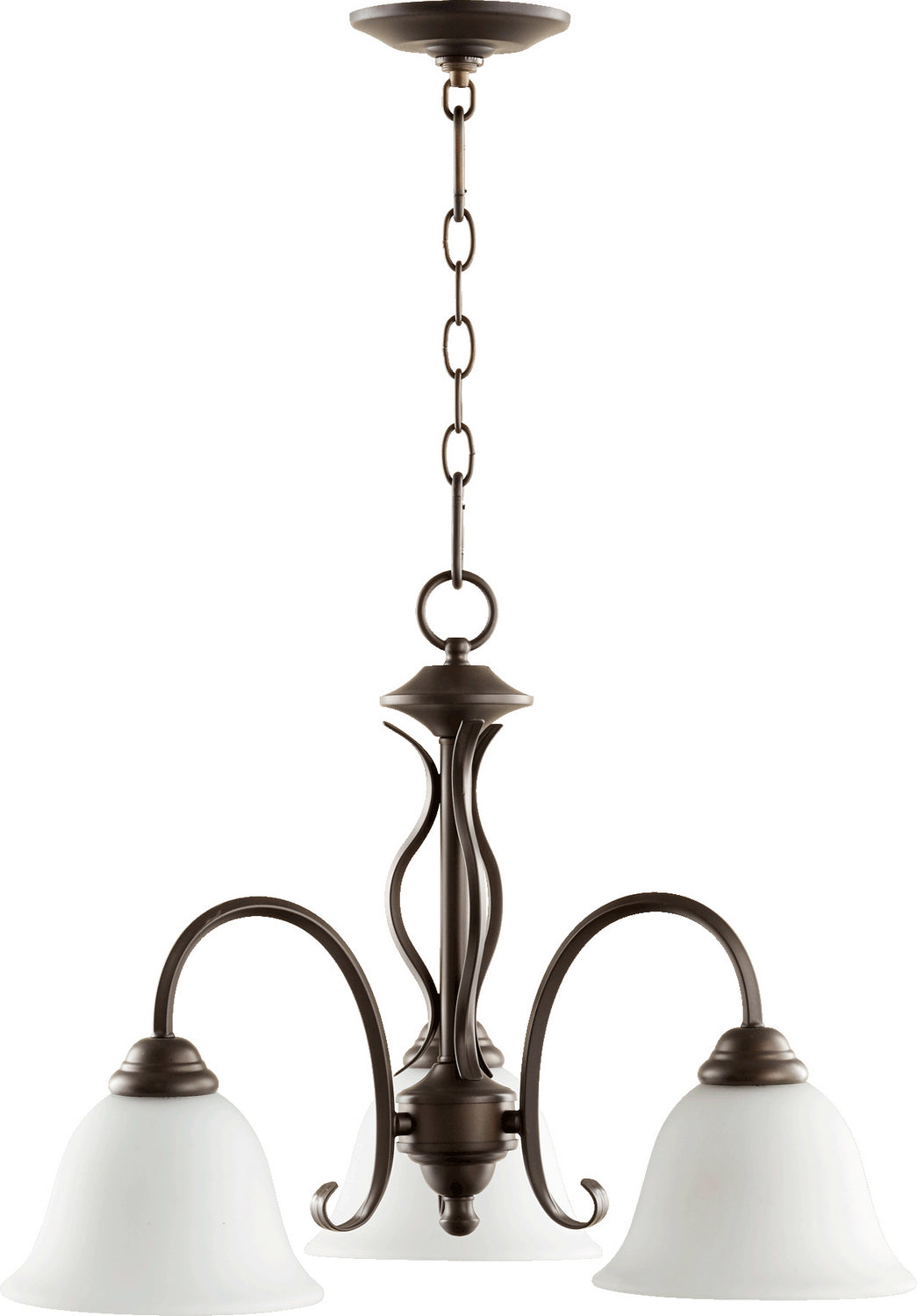 Quorum Spencer 6410-3-186 Chandelier Light - Oiled Bronze W/ Satin Opal