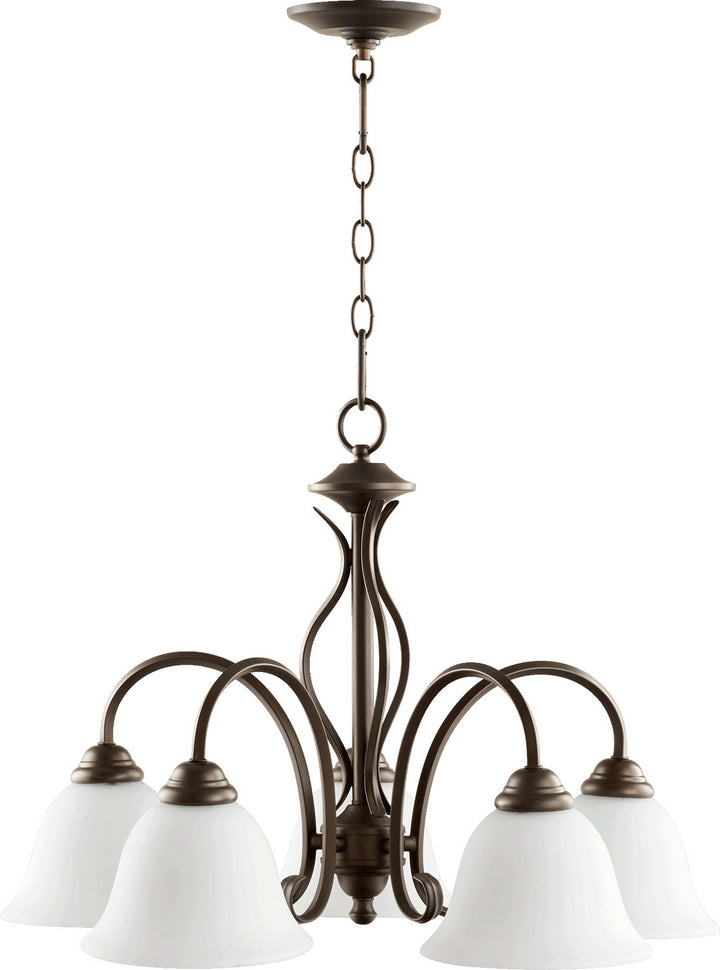 Quorum Spencer 6410-5-186 Chandelier Light - Oiled Bronze W/ Satin Opal