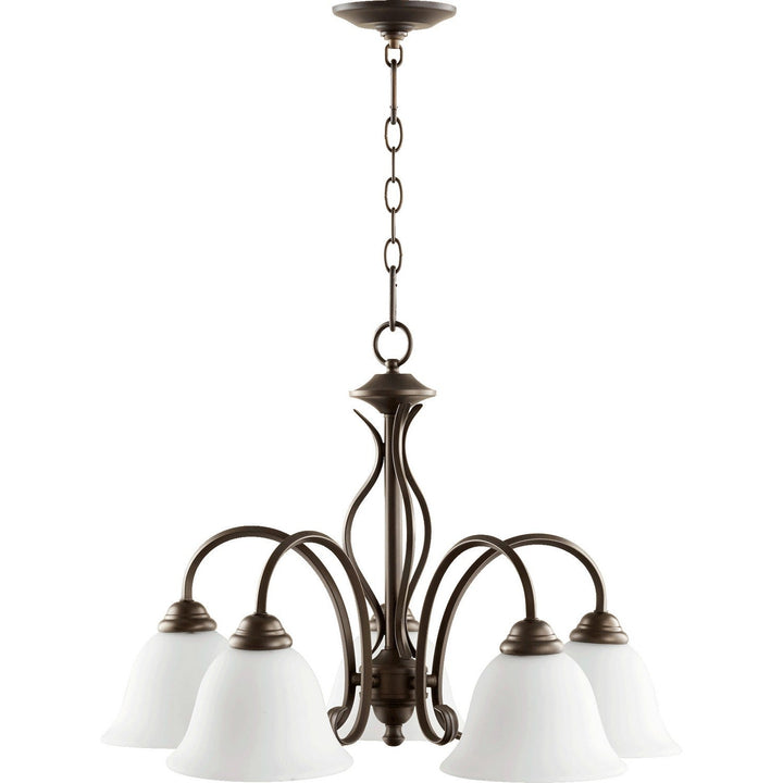 Quorum Spencer 6410-5-186 Chandelier Light - Oiled Bronze W/ Satin Opal