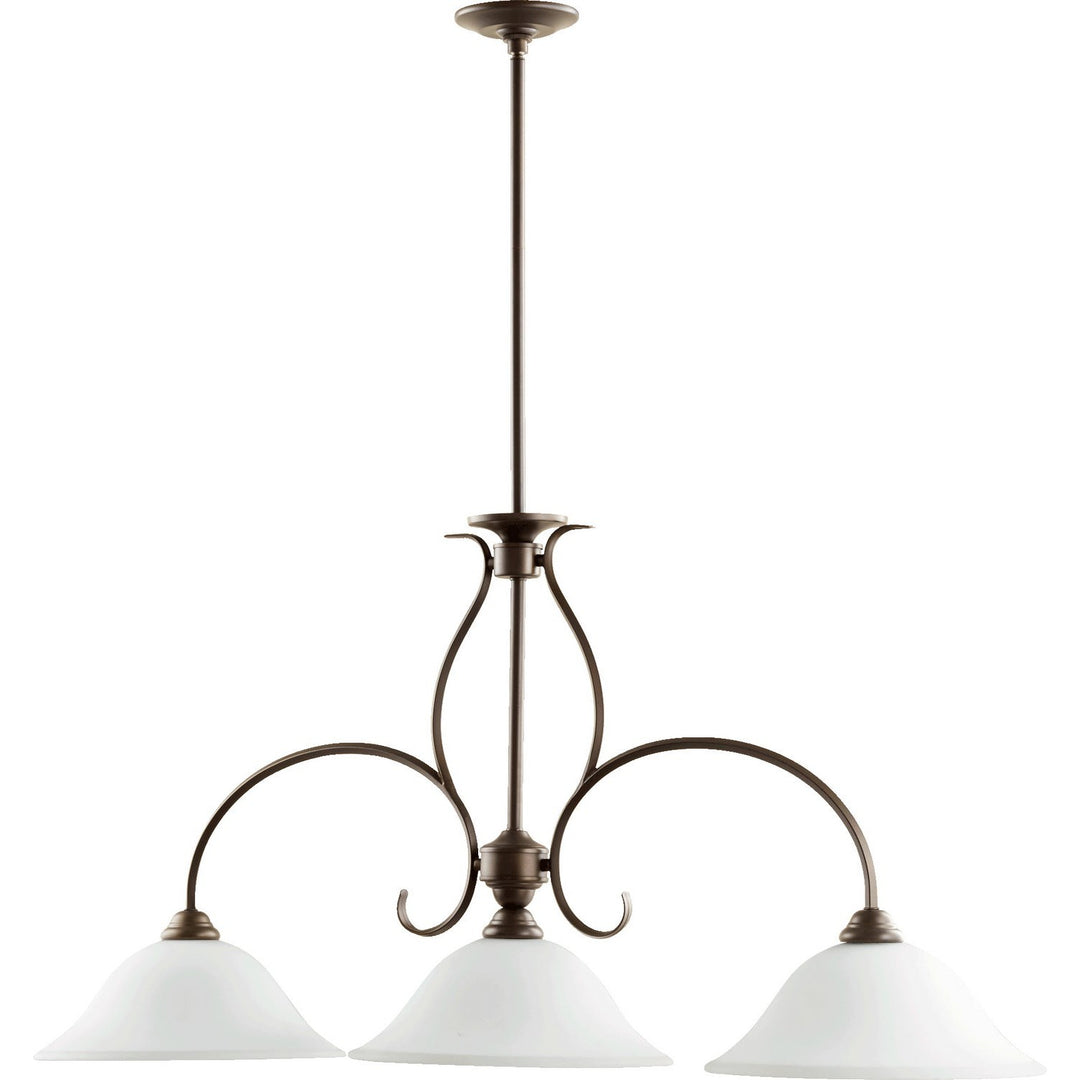 Quorum Spencer 6510-3-186 Pendant Light - Oiled Bronze W/ Satin Opal,  Silver/Weathered Gray/