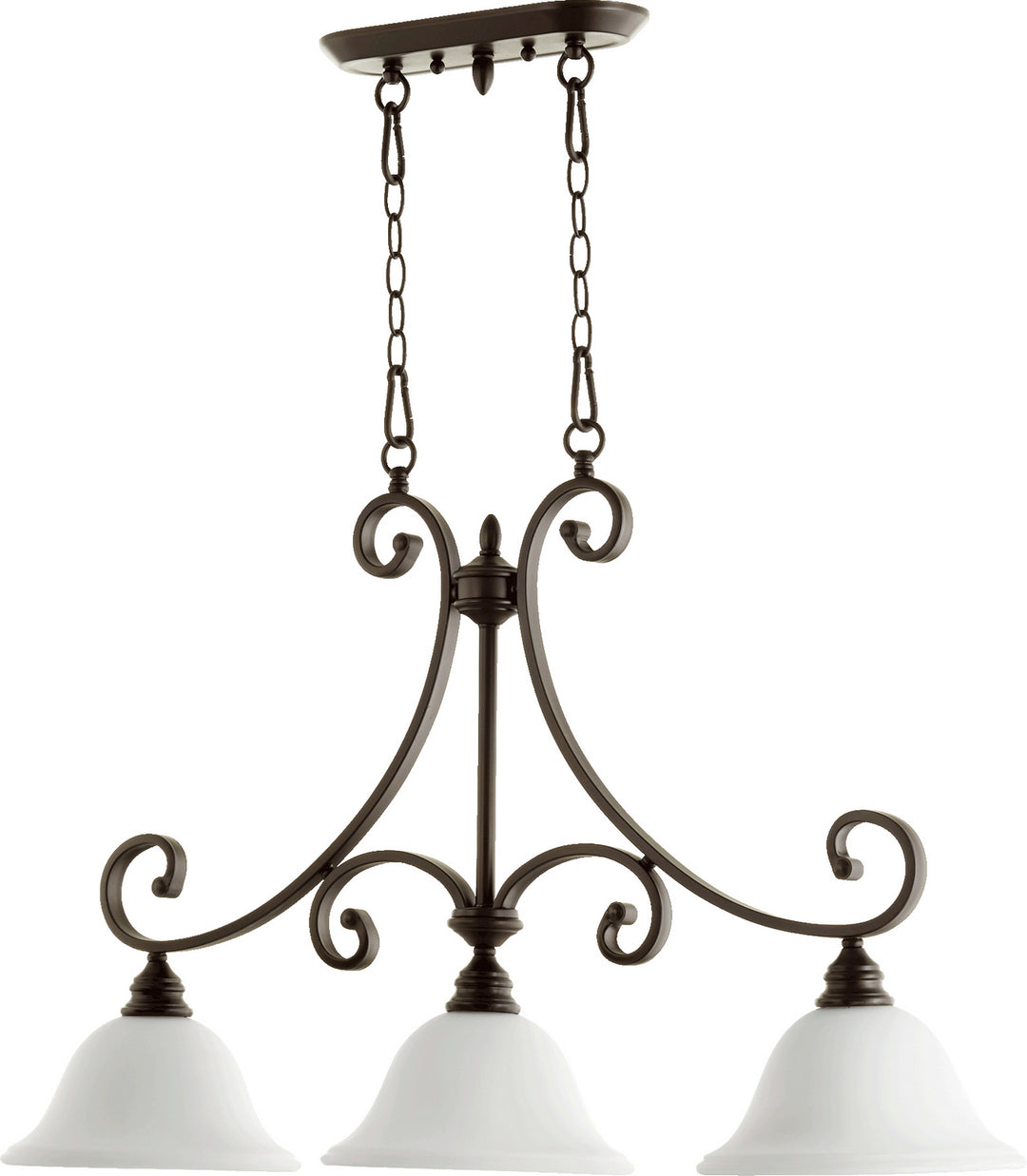 Quorum Bryant 6554-3-186 Pendant Light - Oiled Bronze W/ Satin Opal