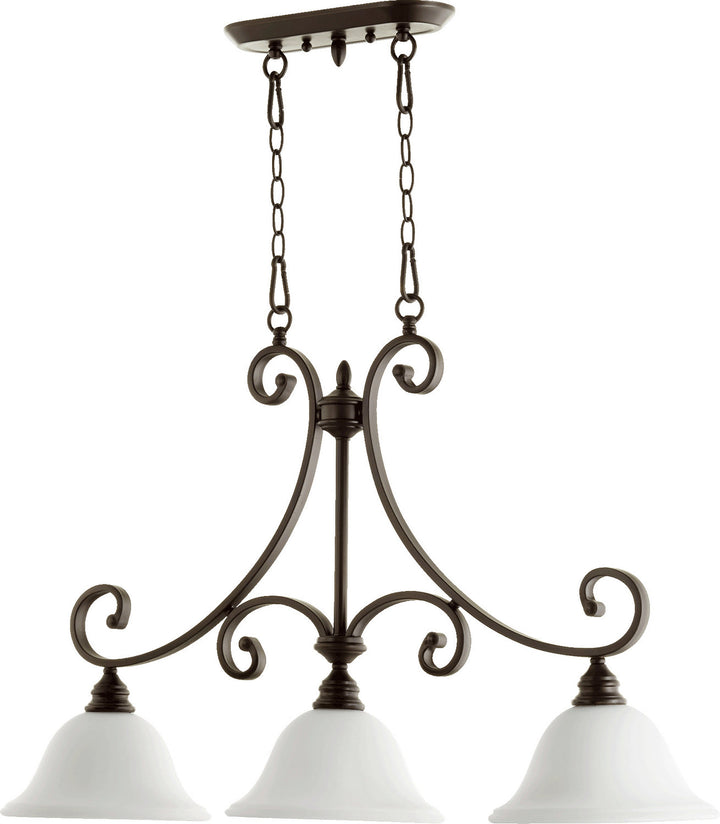 Quorum Bryant 6554-3-186 Pendant Light - Oiled Bronze W/ Satin Opal