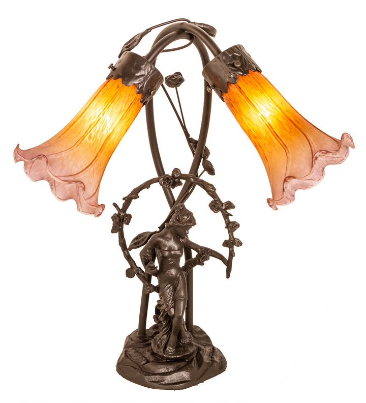 Meyda Tiffany Lighting 11923 Amber/Purple Two Light Accent Lamp Lamp Bronze / Dark