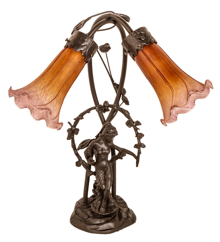 Meyda Tiffany Lighting 11923 Amber/Purple Two Light Accent Lamp Lamp Bronze / Dark