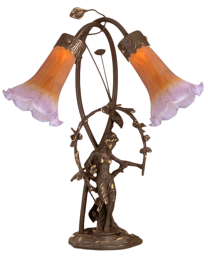Meyda Tiffany Lighting 11923 Amber/Purple Two Light Accent Lamp Lamp Bronze / Dark