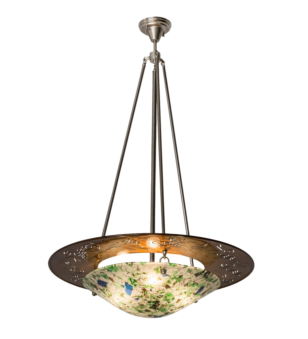 Meyda Tiffany Metro Fusion 174154 Pendant Light - Nickel, Transparent Copper