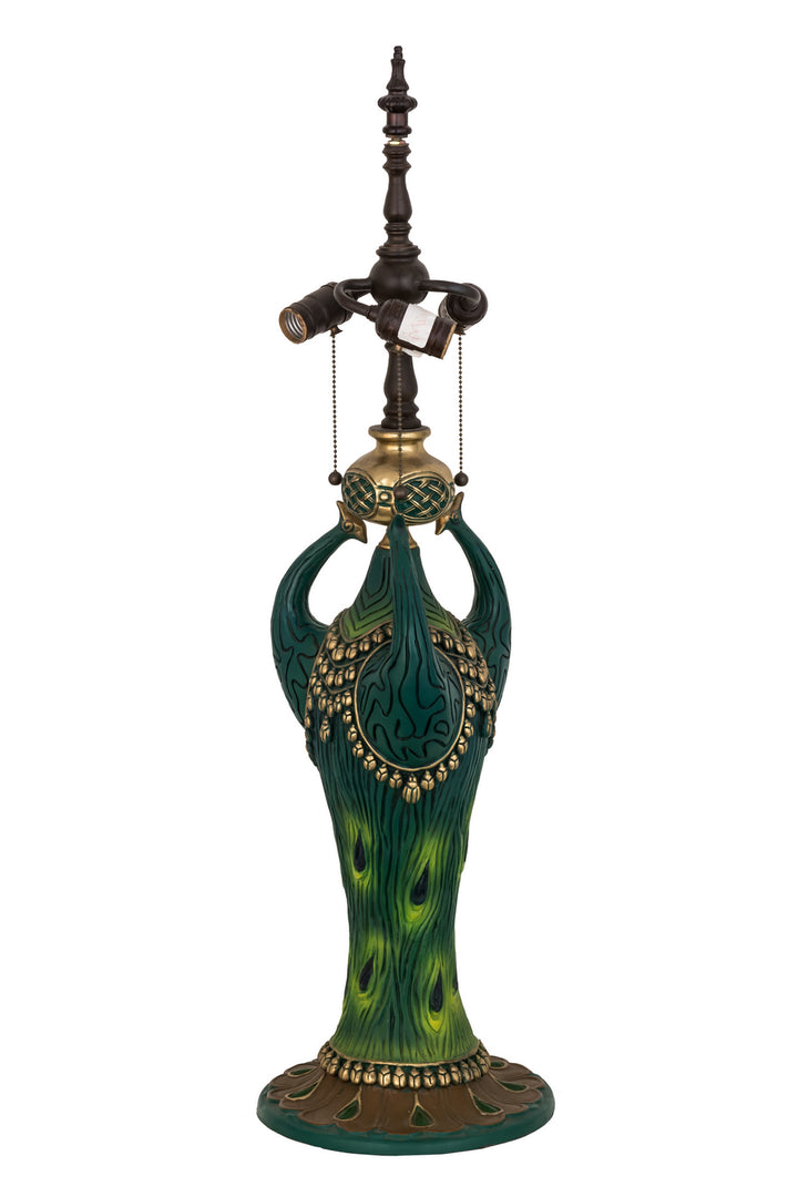 Meyda Tiffany Lighting 49871 Peacock Three Light Table Base Hardware Utility Light Bronze / Dark