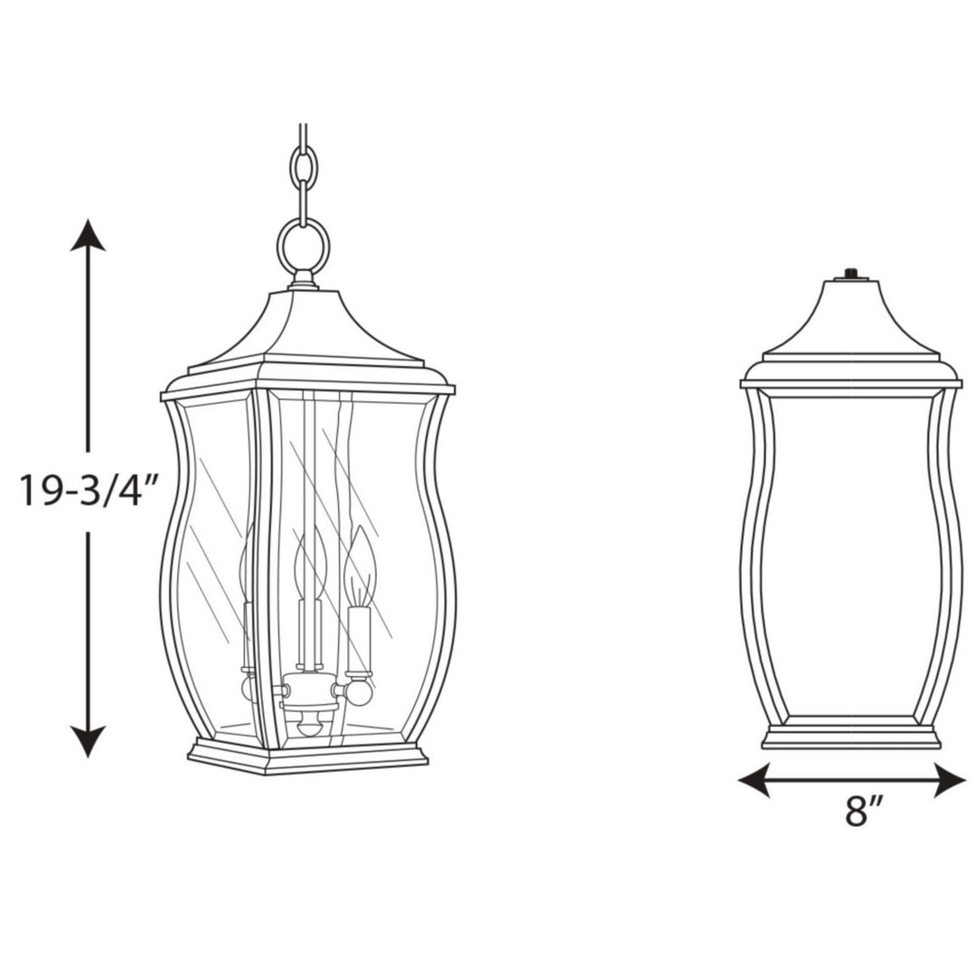 Progress Lighting P5504-108 Township Three Light Hanging Lantern Outdoor Bronze / Dark