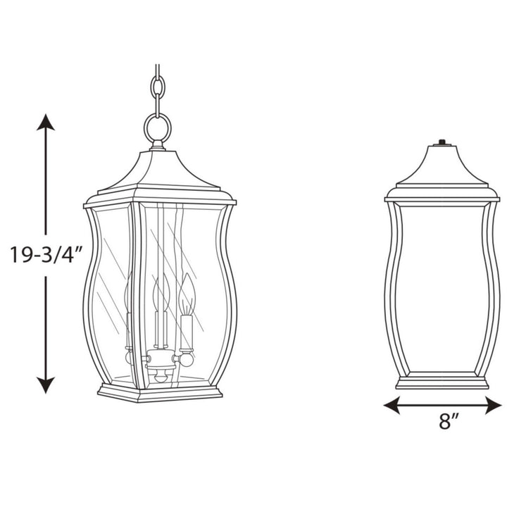 Progress Lighting P5504-108 Township Three Light Hanging Lantern Outdoor Bronze / Dark