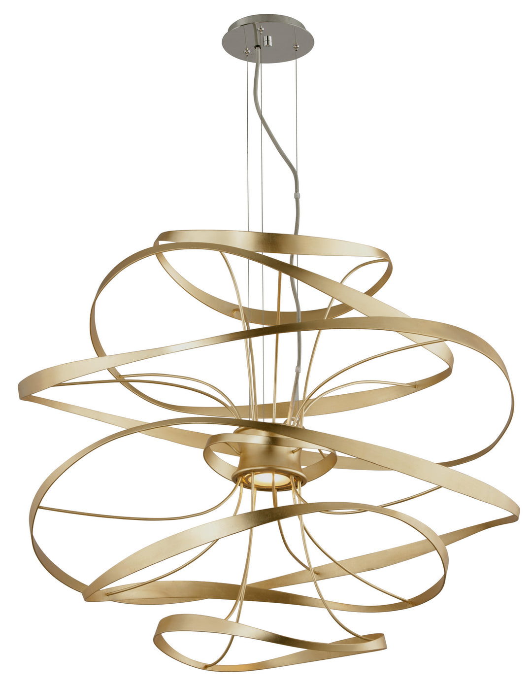 Corbett Calligraphy 216-43 Pendant Light - Gold Leaf W Polished Stainless