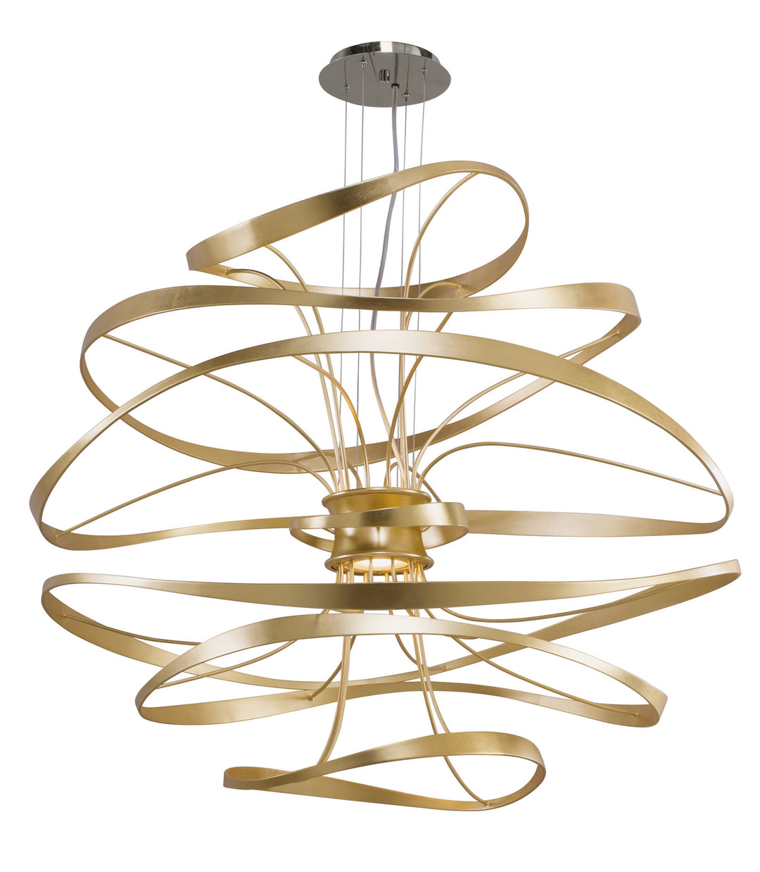 Corbett Calligraphy 216-44 Pendant Light - Gold Leaf W Polished Stainless