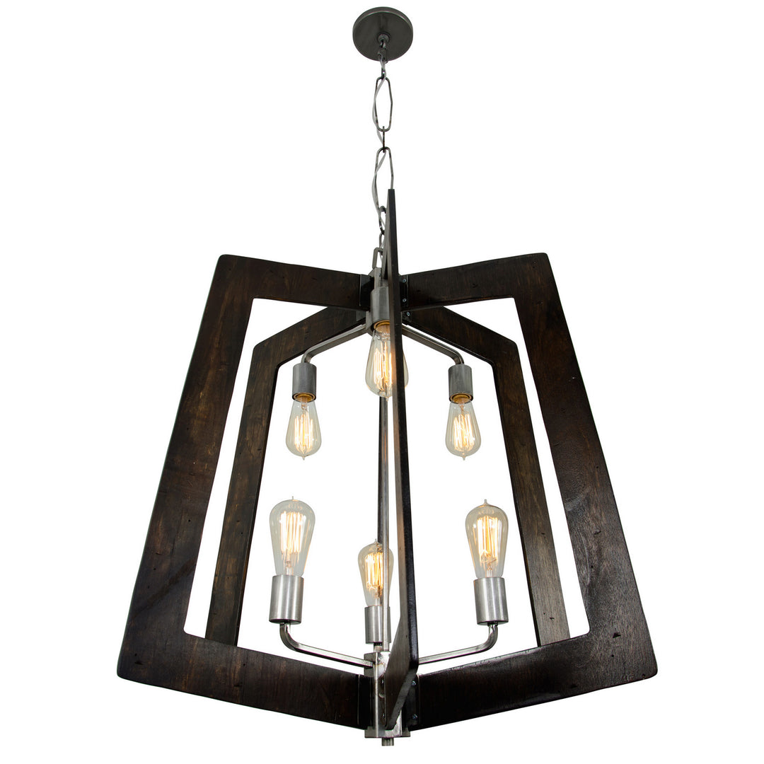 Varaluz Lofty 268F06SL Pendant Light - Steel,  the wood lends warmth. It`s Industrial design remixed to delightful new heights."/