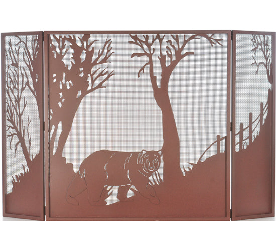 Meyda Tiffany Lighting 71141 Bear At Dusk Fireplace Screen Home Decor Bronze / Dark