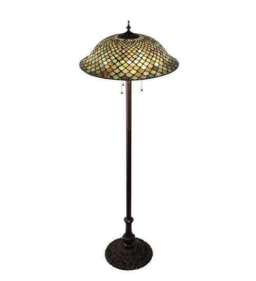 Meyda Tiffany Lighting 71245 Fishscale Three Light Floor Lamp Lamp Bronze / Dark