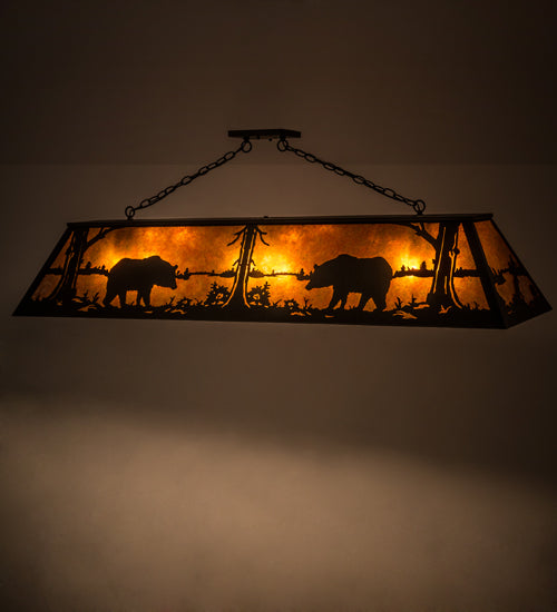Meyda Tiffany Bear At Lake 71348 Pendant Light - Black/Amber Mica