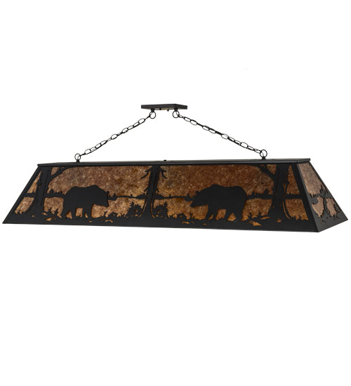 Meyda Tiffany Bear At Lake 71348 Pendant Light - Black/Amber Mica