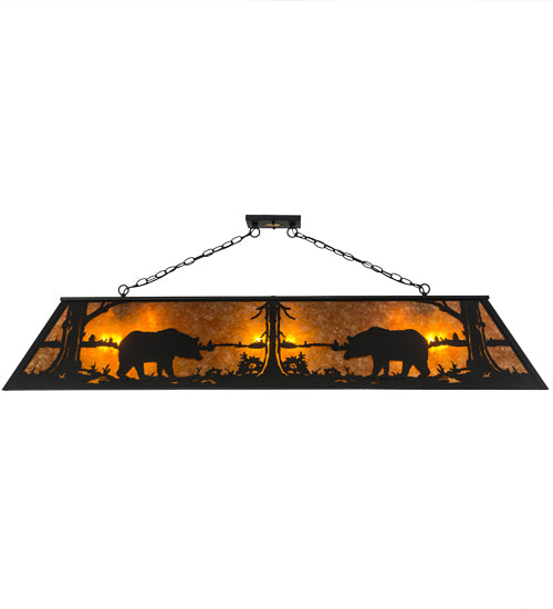 Meyda Tiffany Bear At Lake 71348 Pendant Light - Black/Amber Mica