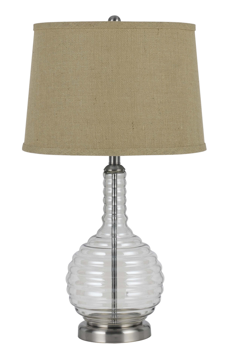 Cal Lighting BO-2446TB Glass One Light Table Lamp Lamp Pewter, Nickel, Silver