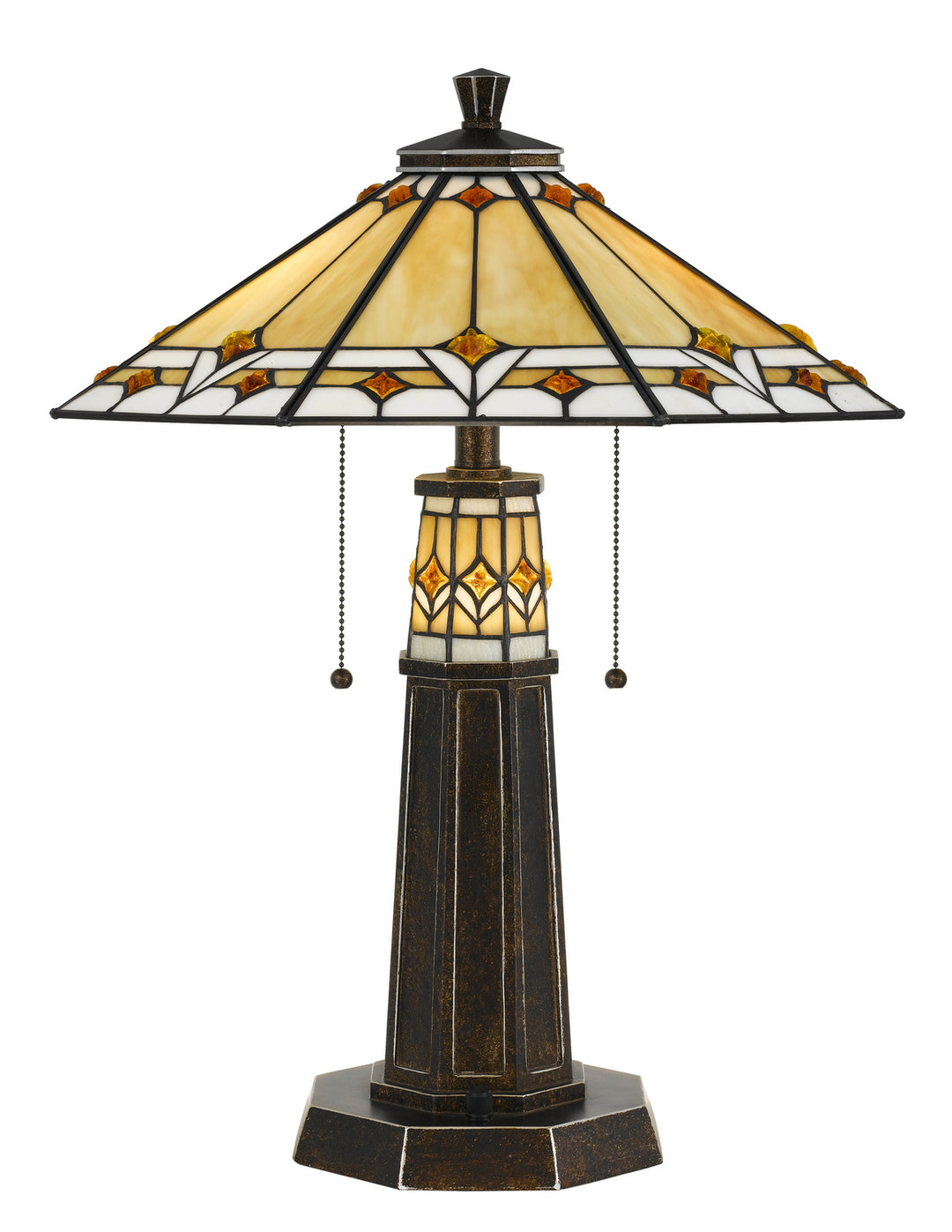 Cal Lighting BO-2670TB Tiffany Three Light Table Lamp Lamp Bronze / Dark