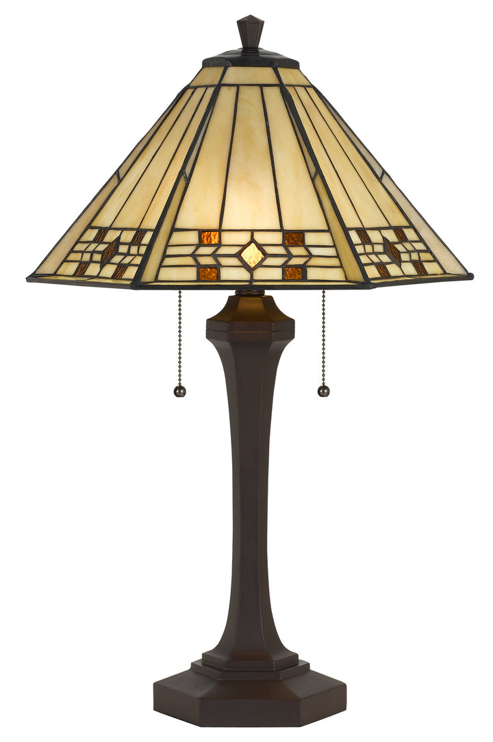 Cal Lighting BO-2676TB Tiffany Two Light Table Lamp Lamp Bronze / Dark