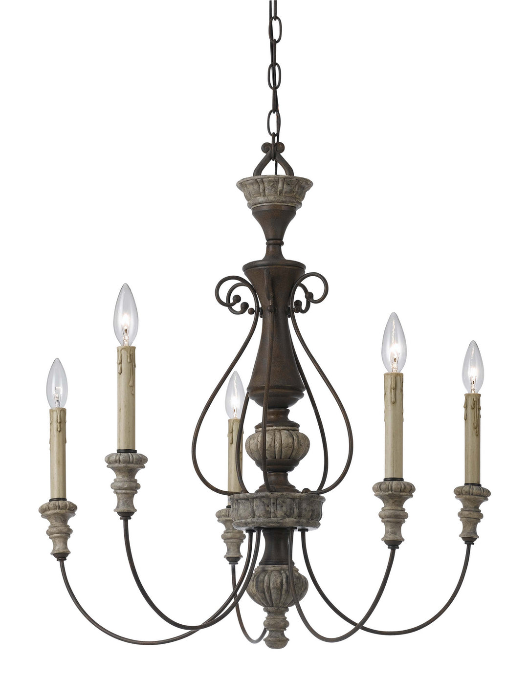 Cal Williams FX-3535/5 Chandelier Light - Rust/Dapple Gray