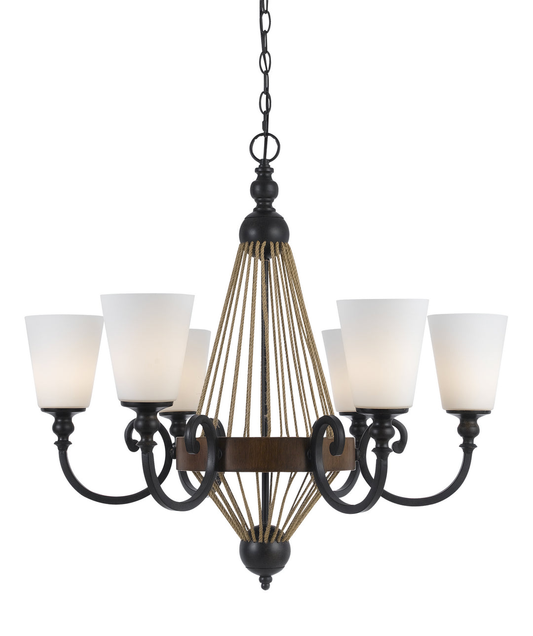 Cal Monticello FX-3563/6 Chandelier Light - Metal/Wood