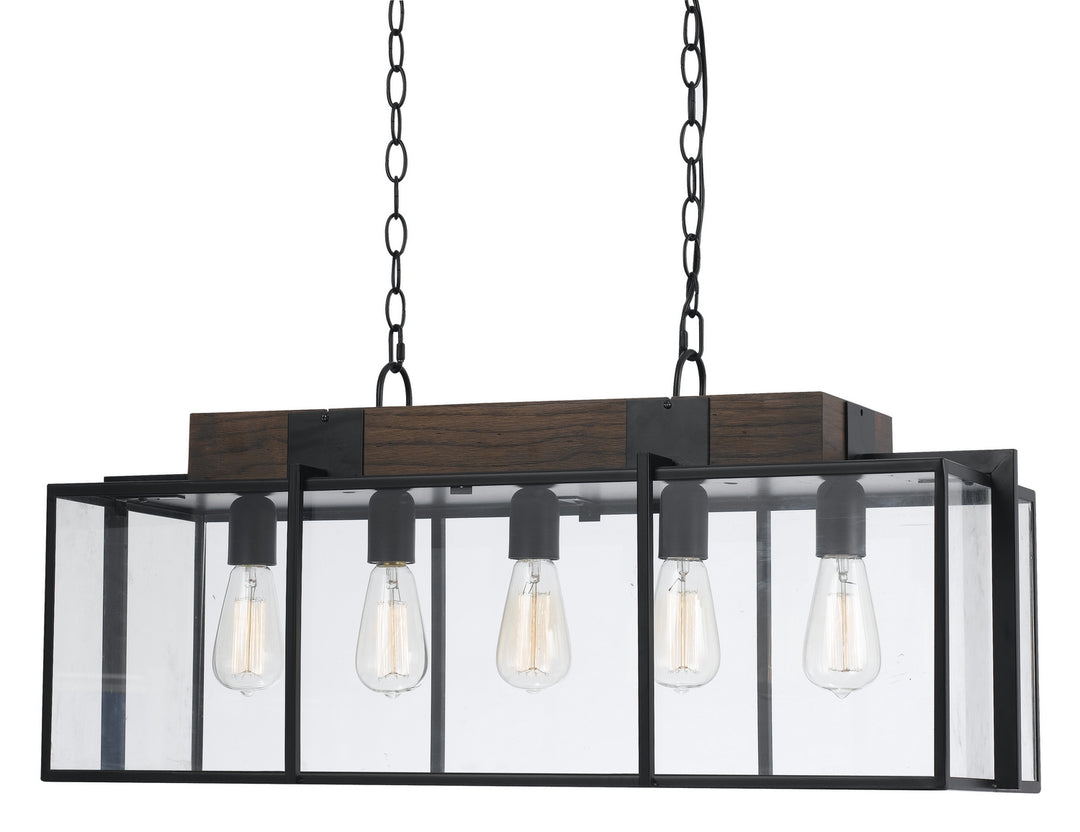 Cal Antonio FX-3582-5 Pendant Light - Dark Bronze/Wood