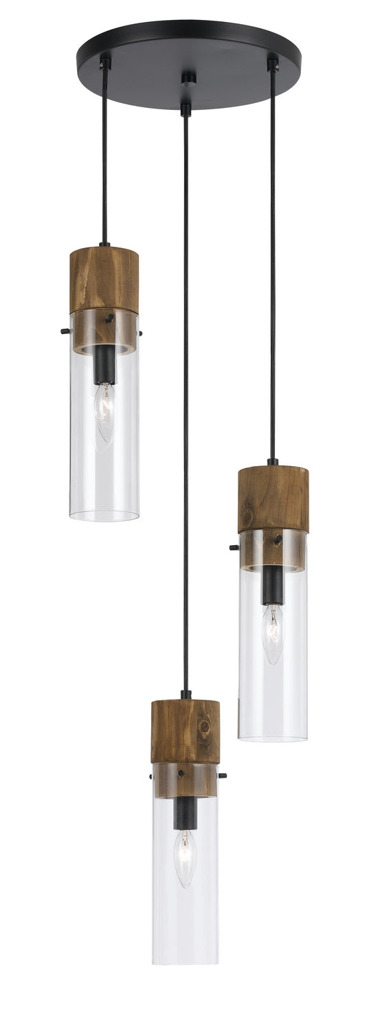 Cal Spheroid FX-3583-3 Pendant Light - Dark Bronze/Wood