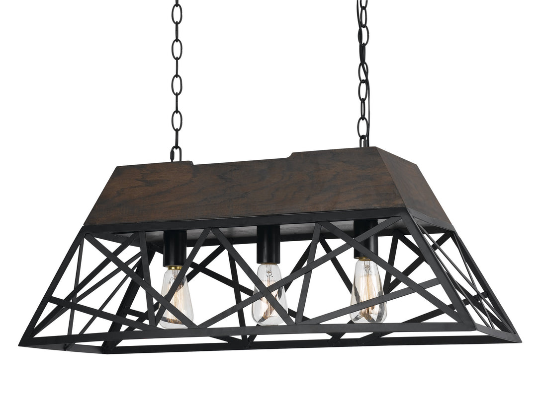 Cal Antonio FX-3585-3 Pendant Light - Wood/Dark Bronze