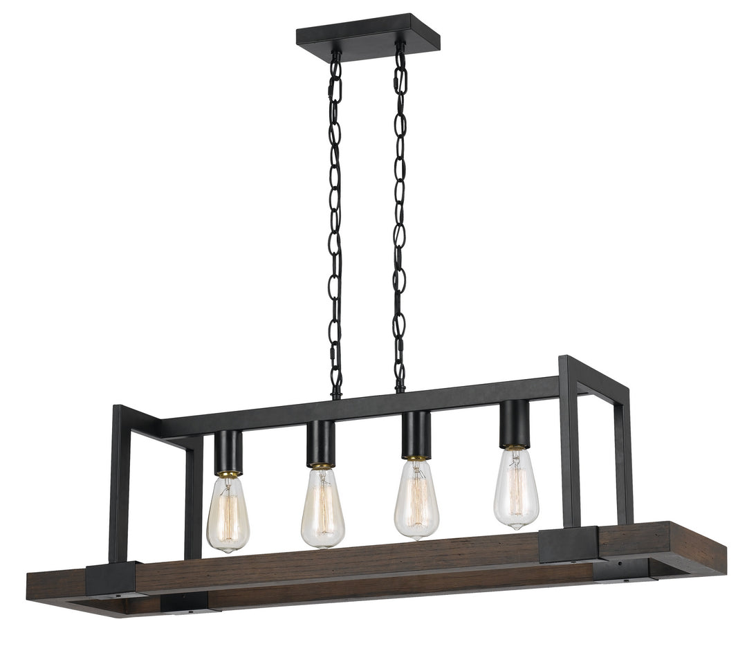 Cal Antonio FX-3586-4 Pendant Light - Wood/Dark Bronze