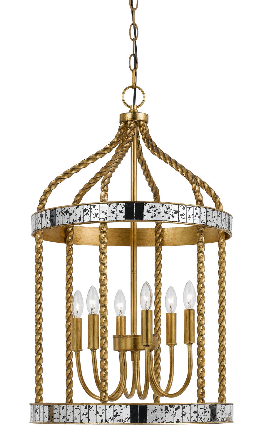 Cal Glenwood FX-3599-6 Pendant Light - French Gold/Antiqued Mirror