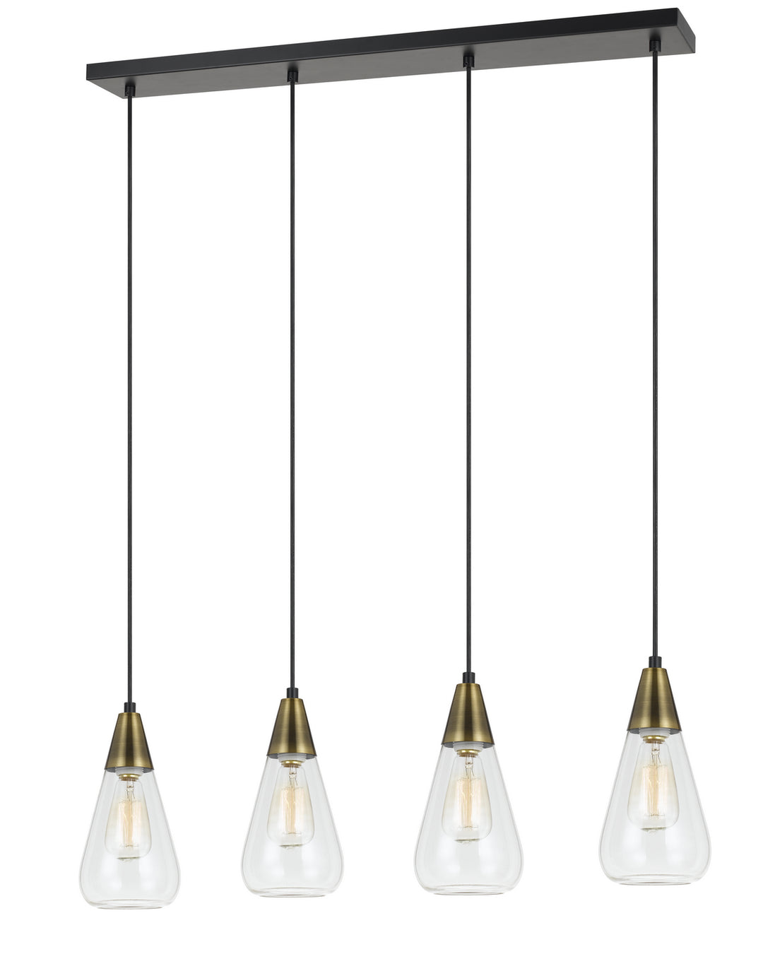 Cal Ellyn FX-3623-4P Pendant Light - Antique Brass/Black