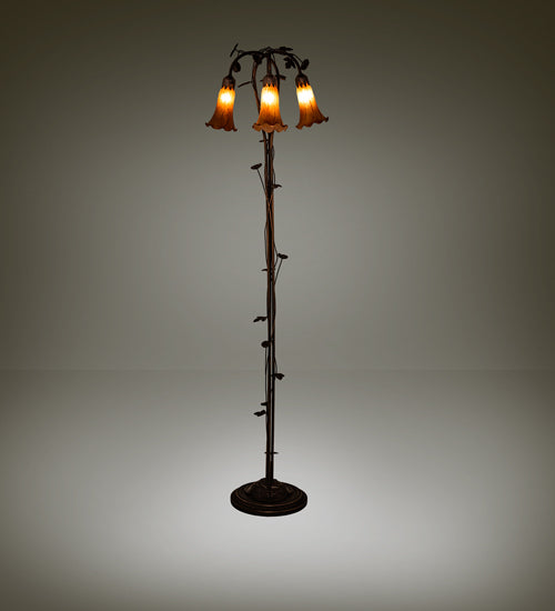 Meyda Tiffany Lighting 71881 Amber Three Light Floor Lamp Lamp Bronze / Dark