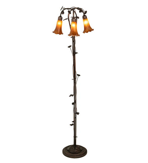 Meyda Tiffany Lighting 71881 Amber Three Light Floor Lamp Lamp Bronze / Dark