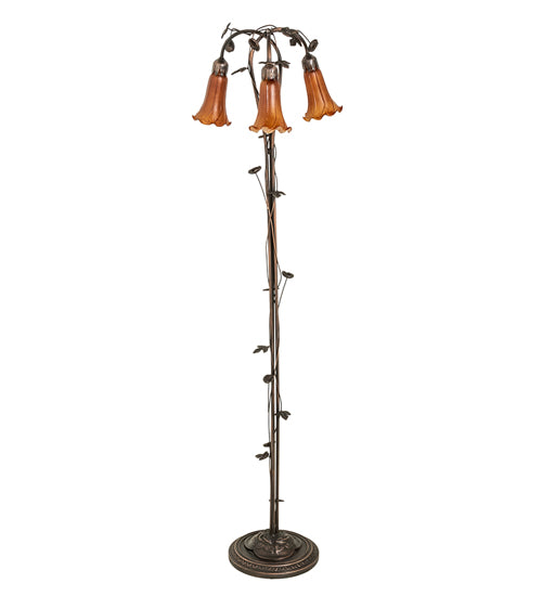 Meyda Tiffany Lighting 71881 Amber Three Light Floor Lamp Lamp Bronze / Dark