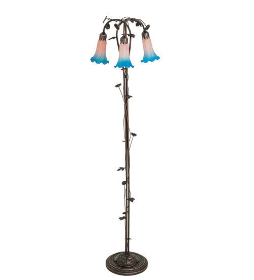 Meyda Tiffany Lighting 71882 Pink/Blue Three Light Floor Lamp Lamp Bronze / Dark