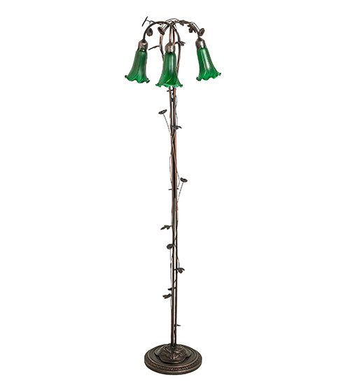 Meyda Tiffany Lighting 71883 Green Three Light Floor Lamp Lamp Bronze / Dark