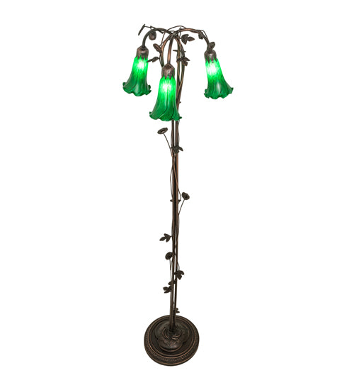 Meyda Tiffany Lighting 71883 Green Three Light Floor Lamp Lamp Bronze / Dark