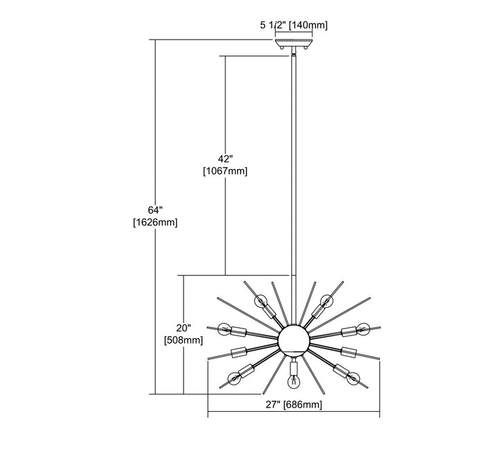 Elk Starburst 1140-024 Pendant Light - Polished Chrome