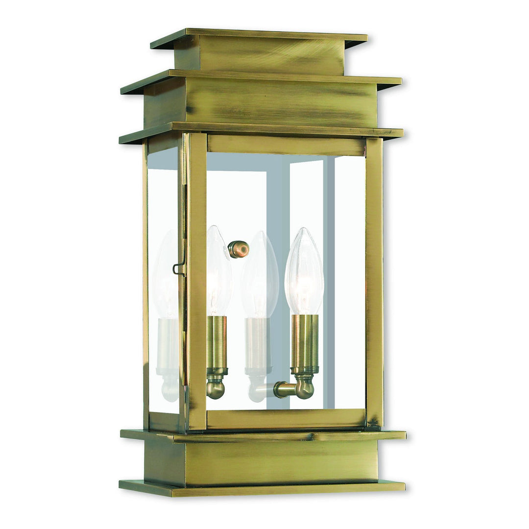Livex Lighting 2014-01  Princeton Outdoor Antique Brass W/ Polished Chrome Stainless Steel