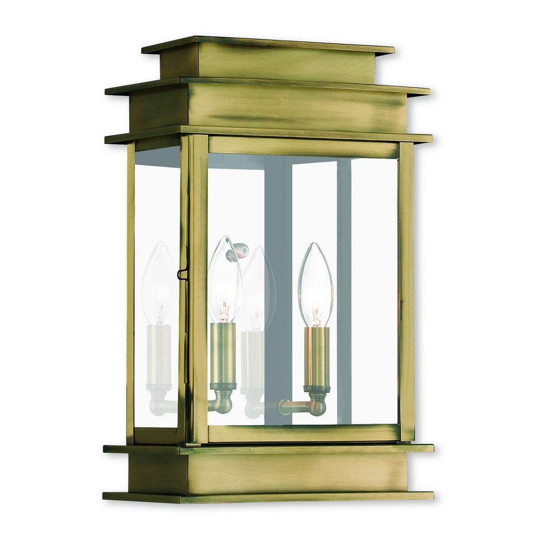 Livex Lighting 2016-01  Princeton Outdoor Antique Brass W/ Polished Chrome Stainless Steel