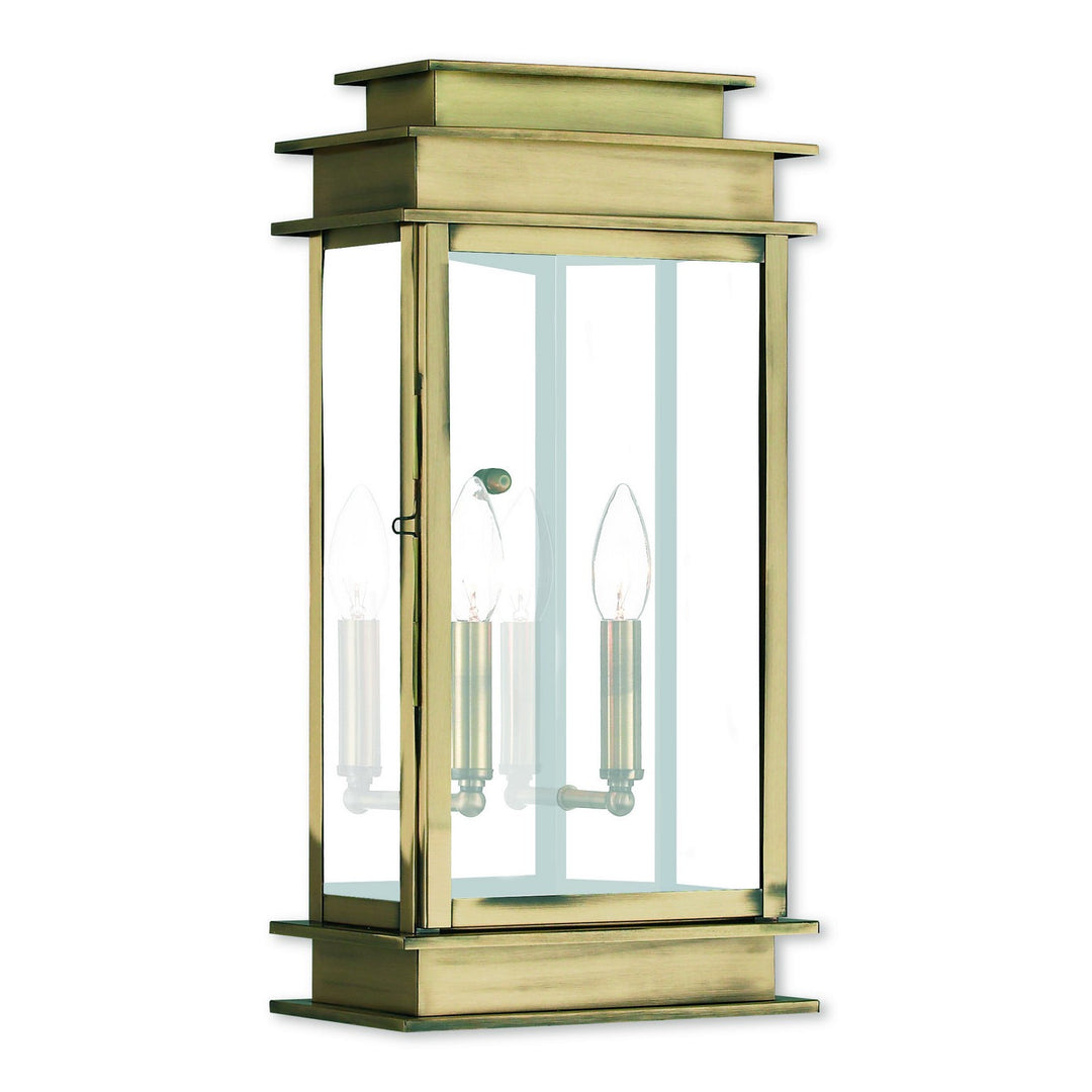 Livex Lighting 2018-01  Princeton Outdoor Antique Brass W/ Polished Chrome Stainless Steel