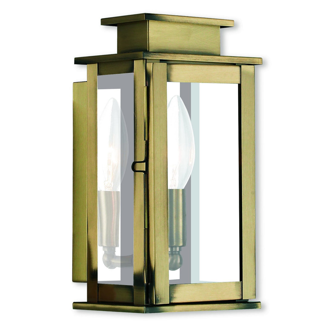 Livex Lighting 20191-01  Princeton Outdoor Antique Brass W/ Polished Chrome Stainless Steel