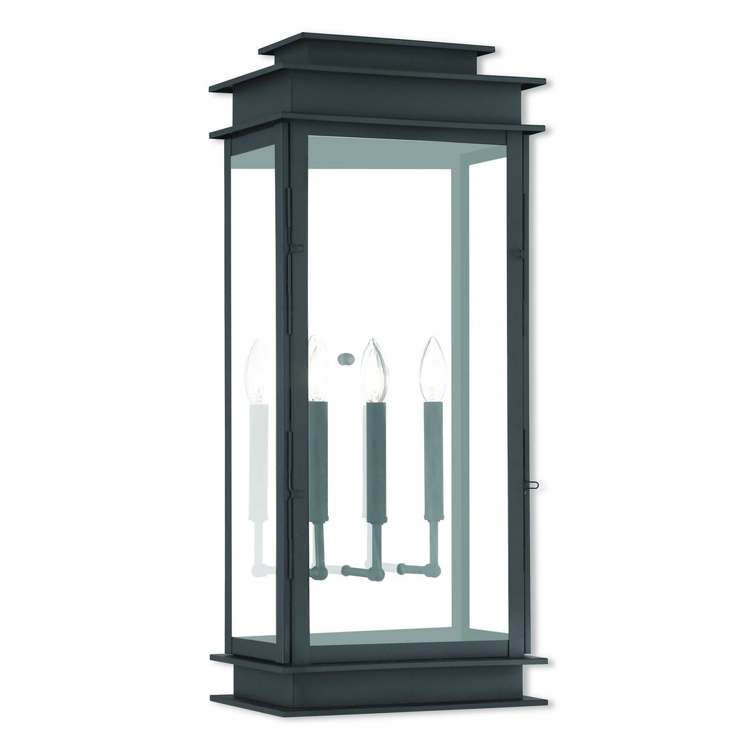 Livex Lighting 20208-04  Princeton Outdoor Black W/ Polished Chrome Stainless Steel