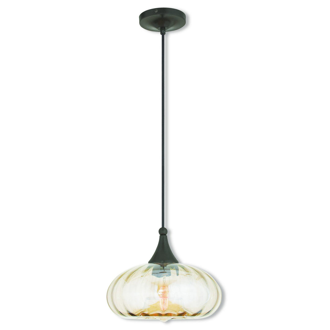 Livex Hand Blown Art Glass Mini Pendants 40617-92 Pendant Light - English Bronze