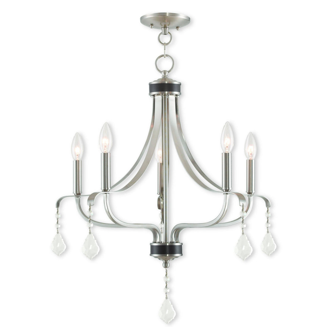 Livex Laurel 40785-91 Chandelier Light - Brushed Nickel w/ English Bronzes
