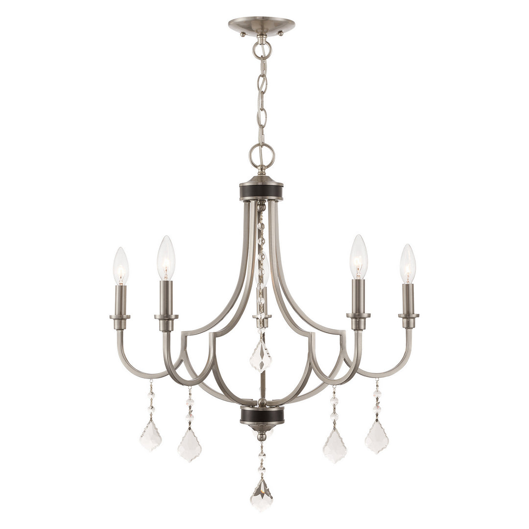 Livex Glendale 40885-91 Chandelier Light - Brushed Nickel w/ English Bronzes